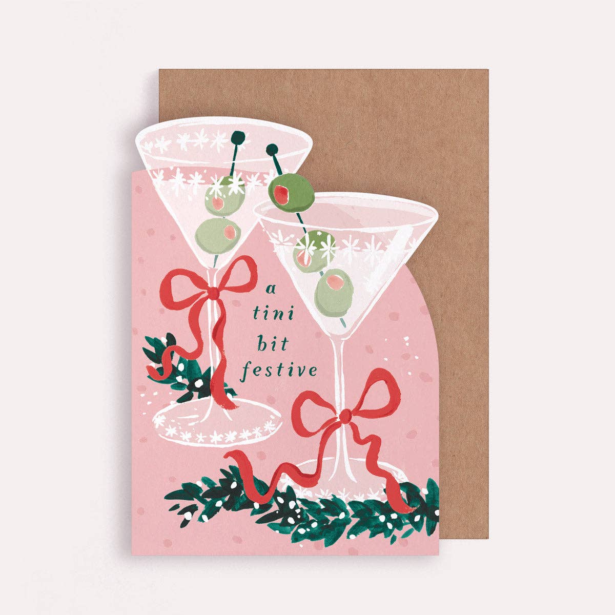 A Tini Bit Festive Martini Die-Cut Christmas Greetings Card