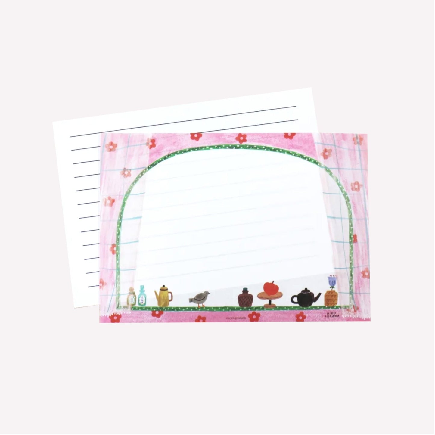 Aiko Fukawa Coxyca little window letter writing paper featuring a window frame illustration with a lined paper template.