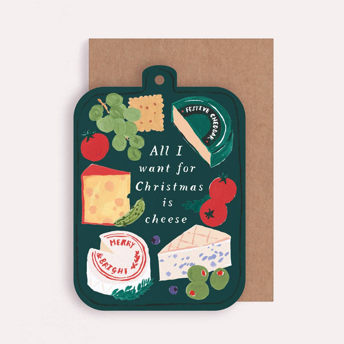 All I Want For Christmas Is Cheese Die-Cut Greetings Card