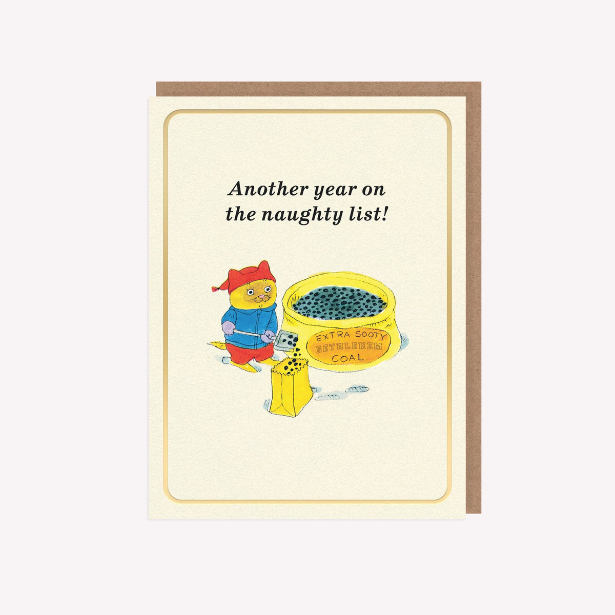 Another Year On The Naughty List! Richard Scarry Christmas Mini Greetings Card