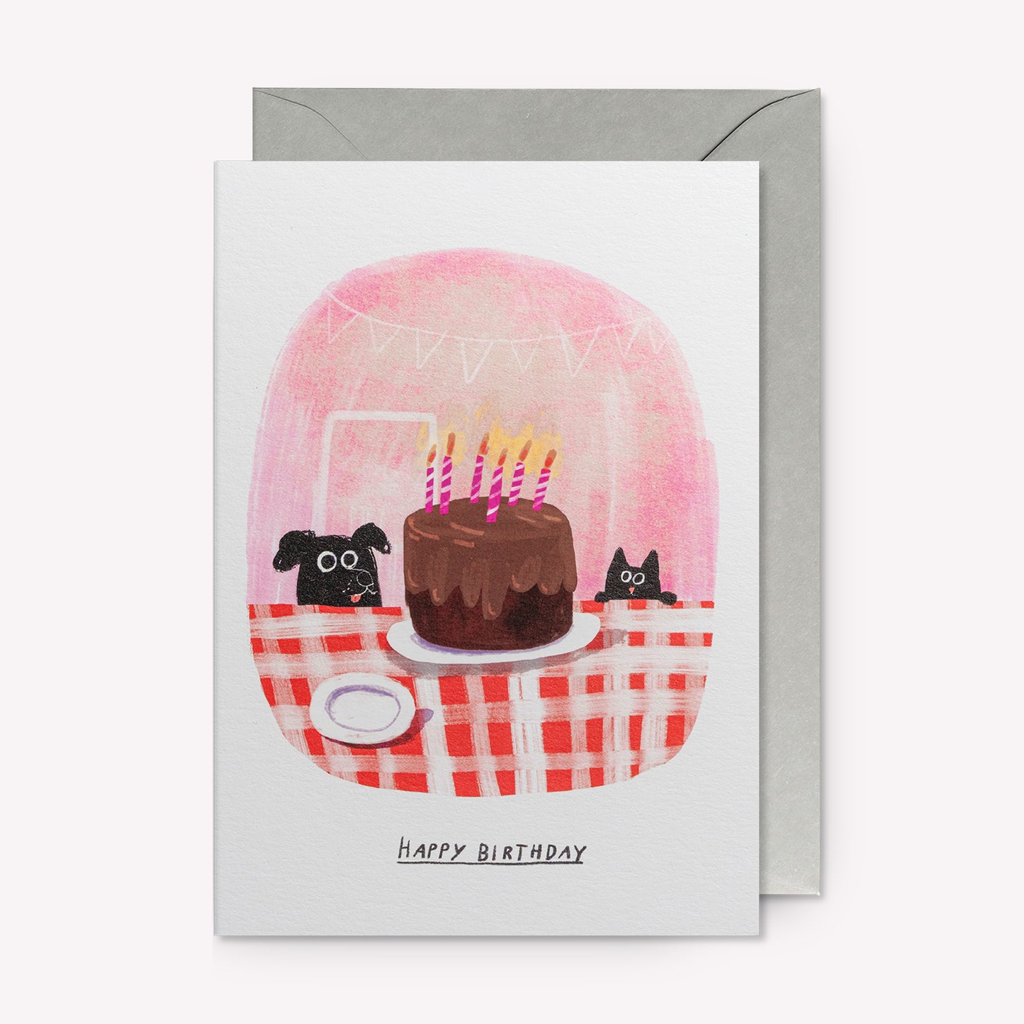 Dog and Cat Birthday Cake Greetings Card