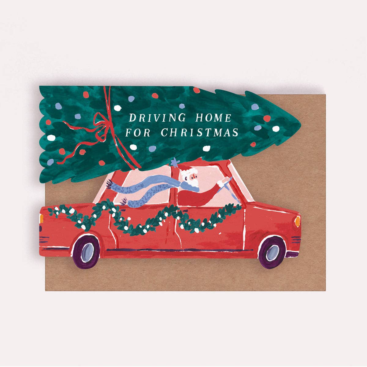 Driving Home For Christmas Die-Cut Greetings Card