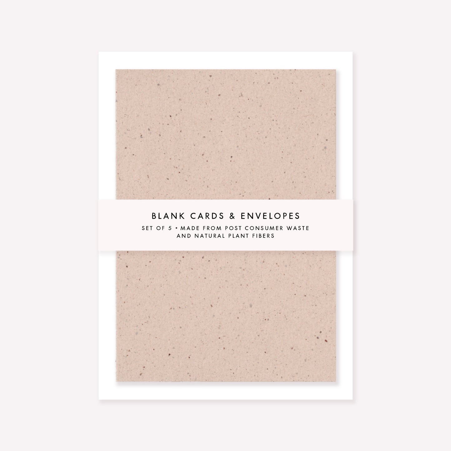 Eco friendly craft pack of 5 blank cards and envelopes made from recycled paper in natural speckled brown with ivory white envelopes.