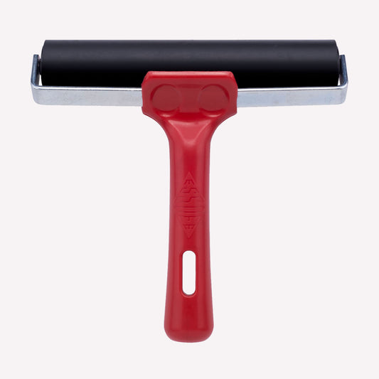 Essdee 6 inch ink rollers (brayers), with a sturdy red handle and black rubber roller.
