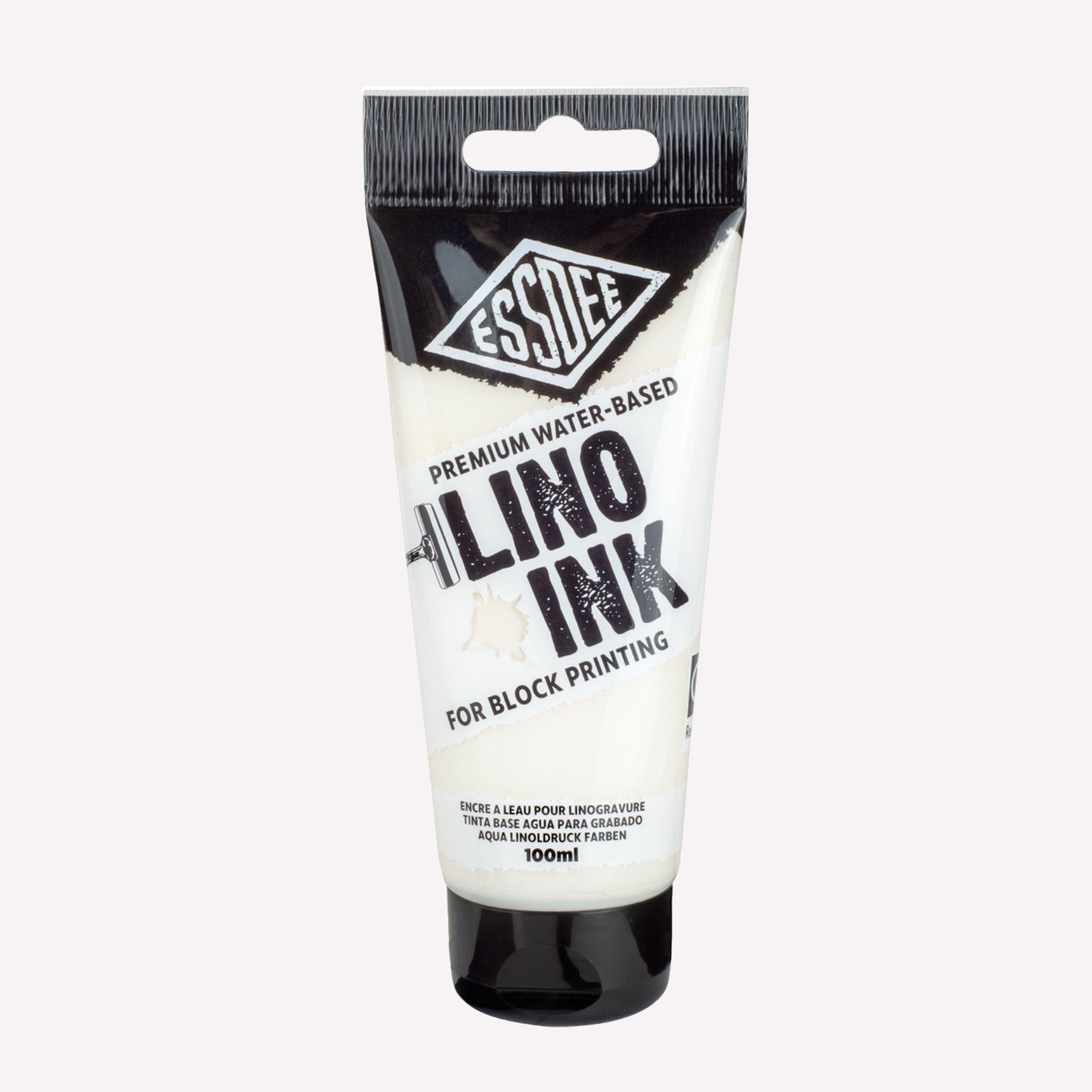 100ml Essdee premium water-based block printing ink in White, packaged in a branded tube.