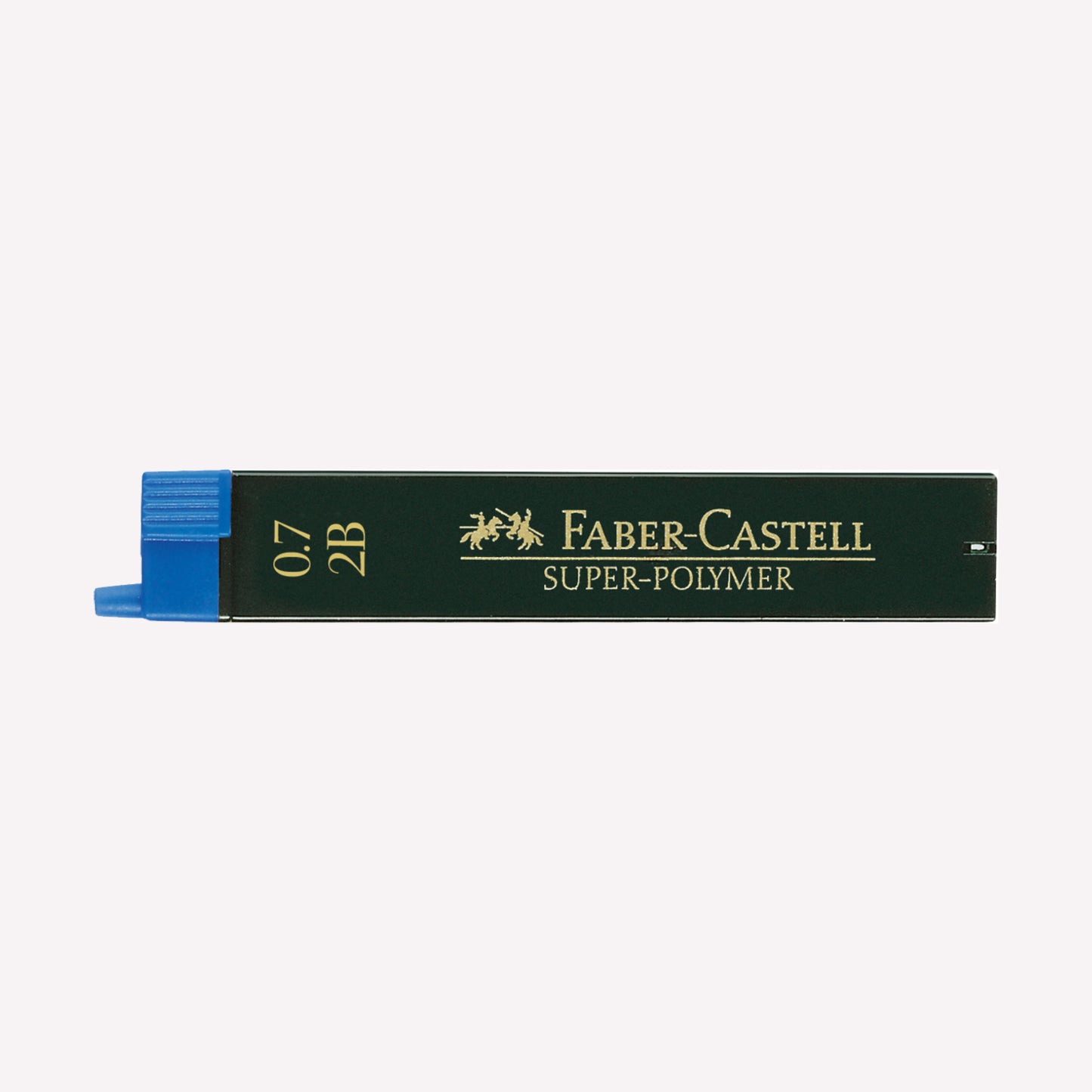 Faber Castell pack of 12 2B 0.7mm Super Polymer Leads in a green package with a blue lid.