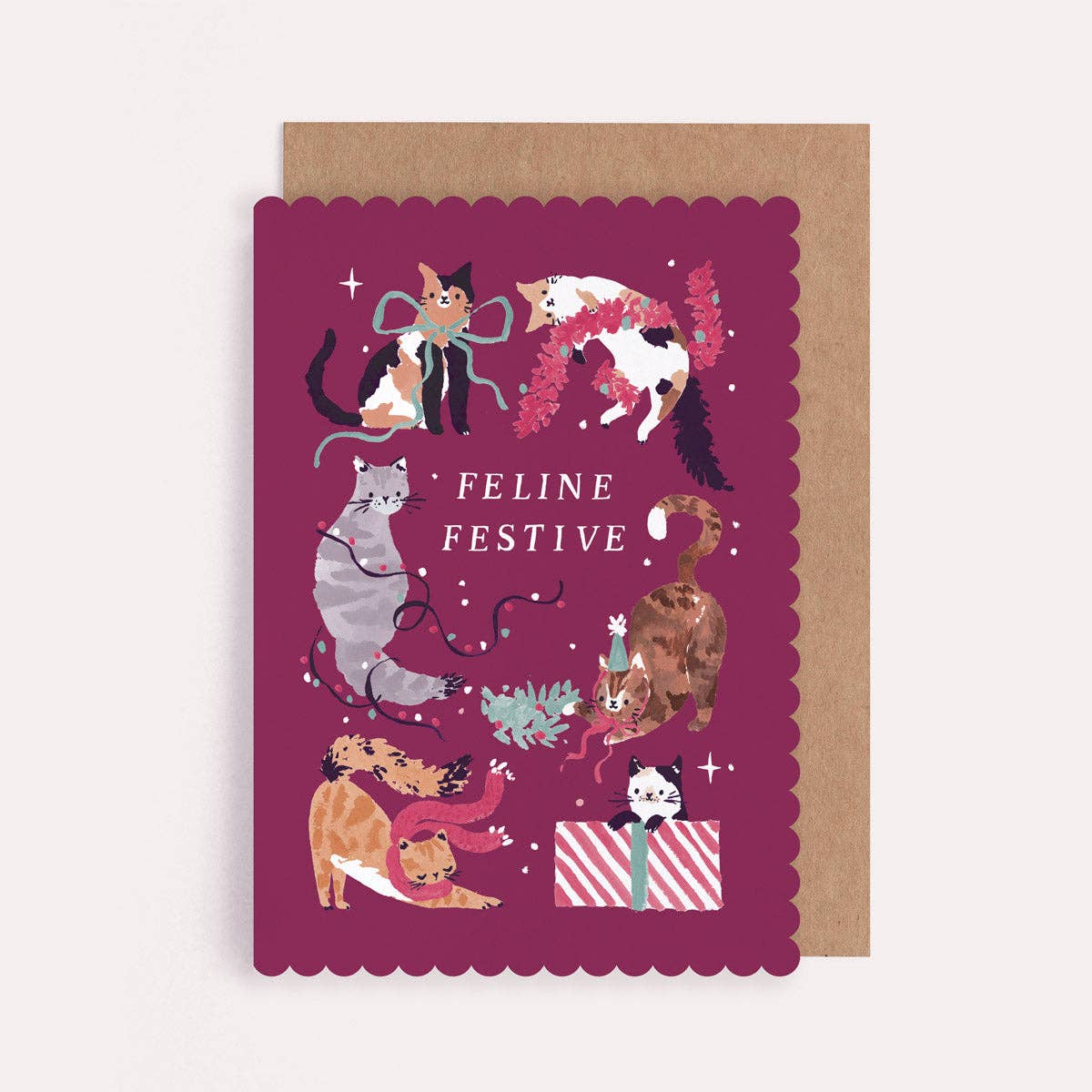 Feline Festive Cats Christmas Greetings Card