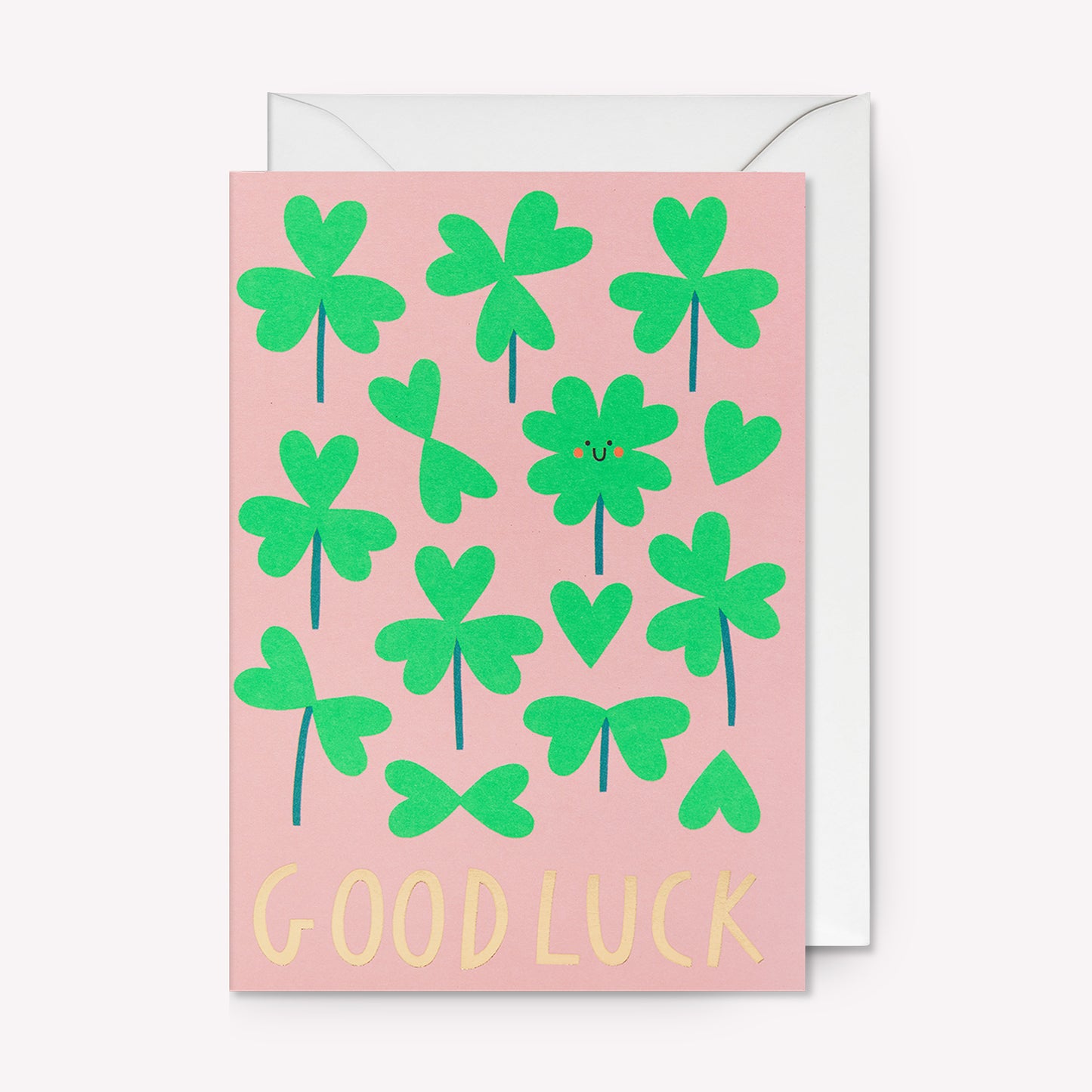 Good Luck Clover Greetings Card
