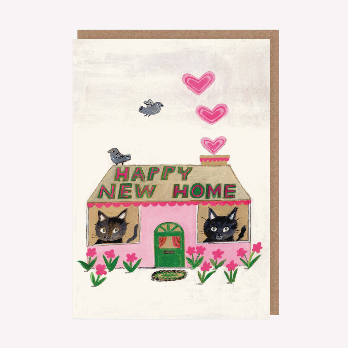 Happy New Home Cottage Cats Greetings Card