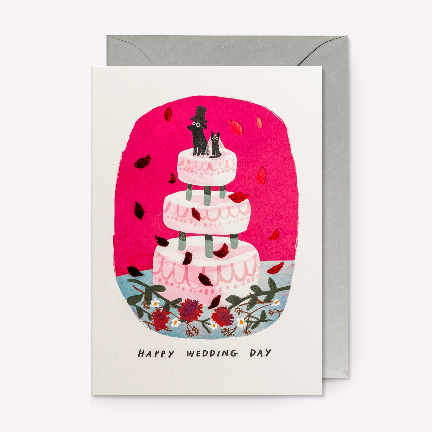 Dog and Cat Wedding Cake Greetings Card