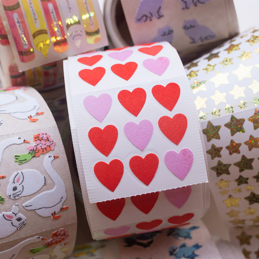 Stickermagic Fuzzy Red Hearts Mini Sticker Sheet