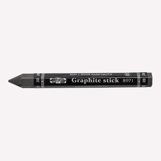 Koh-I-Noor hexagonal shaped jumbo woodless graphite sticks in 2B, sharpened to a fine point and wrapped in black paper for clean handling.