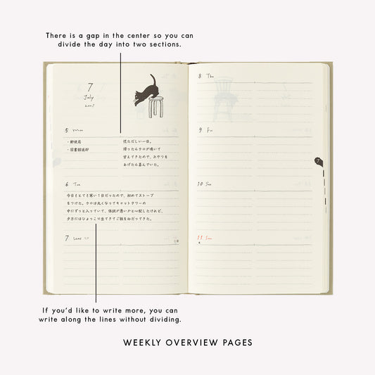 Midori 2027 Cat B6 Fabric Book-Style Diary