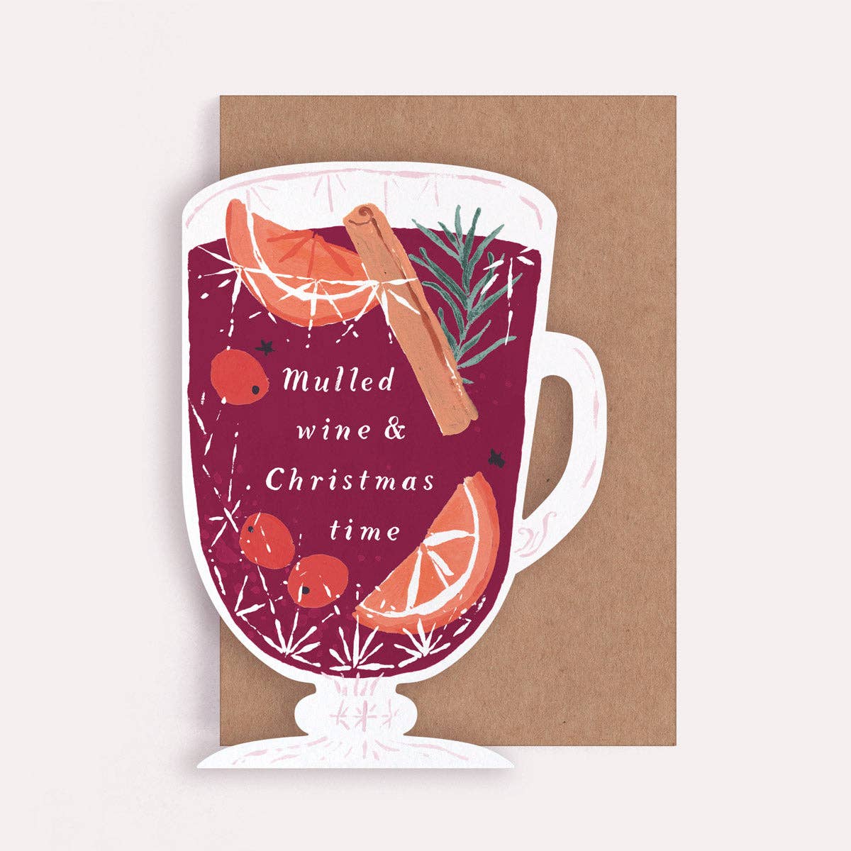 Mulled Wine & Christmas Time Die-Cut Greetings Card