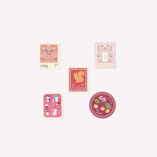 NB Nuku Antique Stamp Pink Washi Flake Stickers