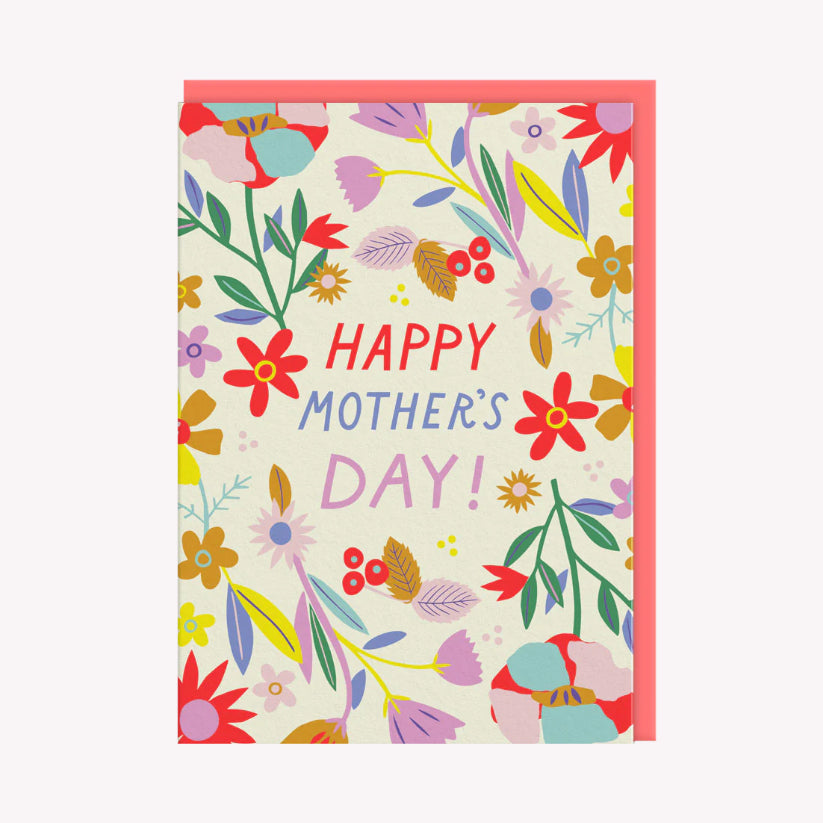 Happy Mother's Day Floral Neon Greetings Card