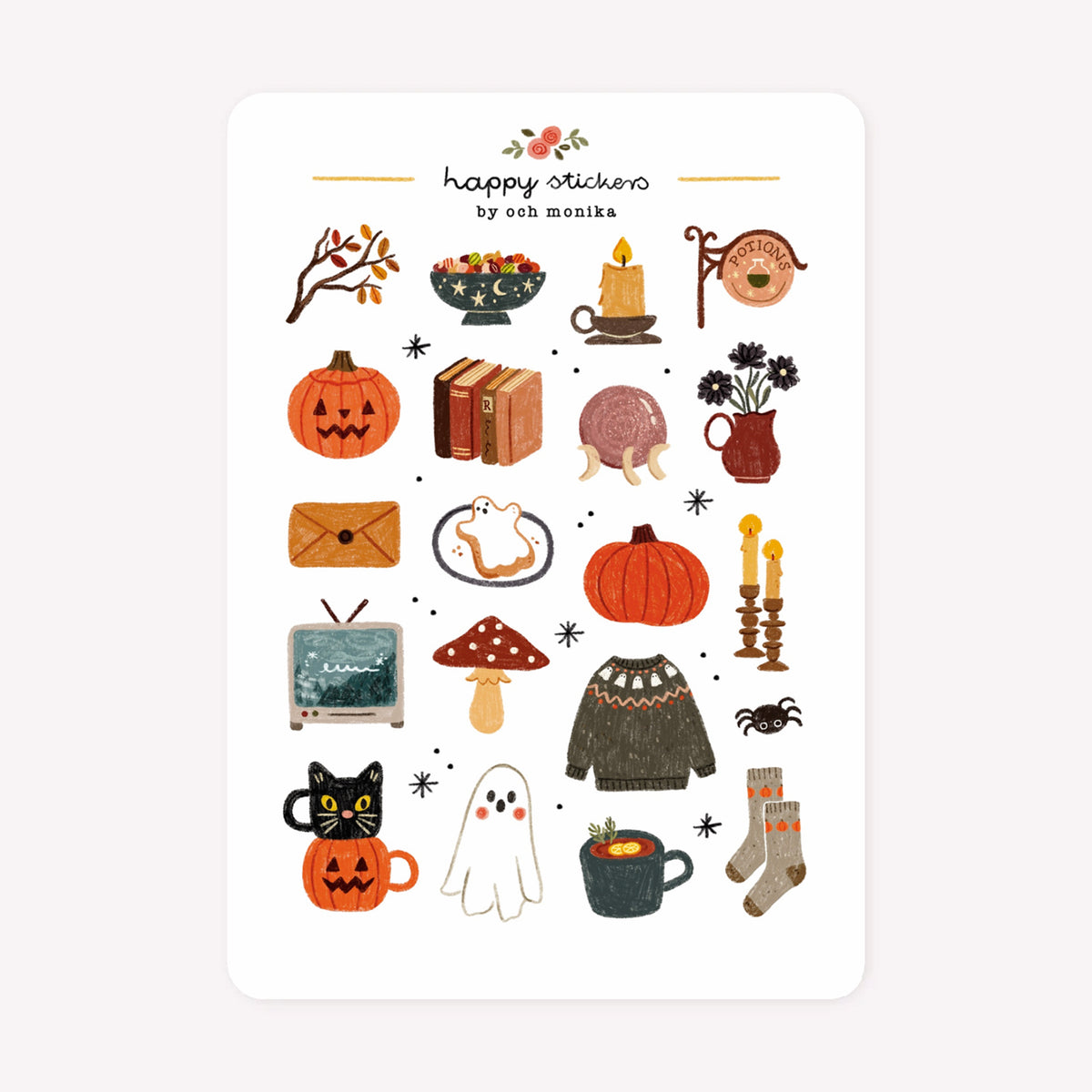 Och Monika Spooky Halloween A6 Sticker Sheet