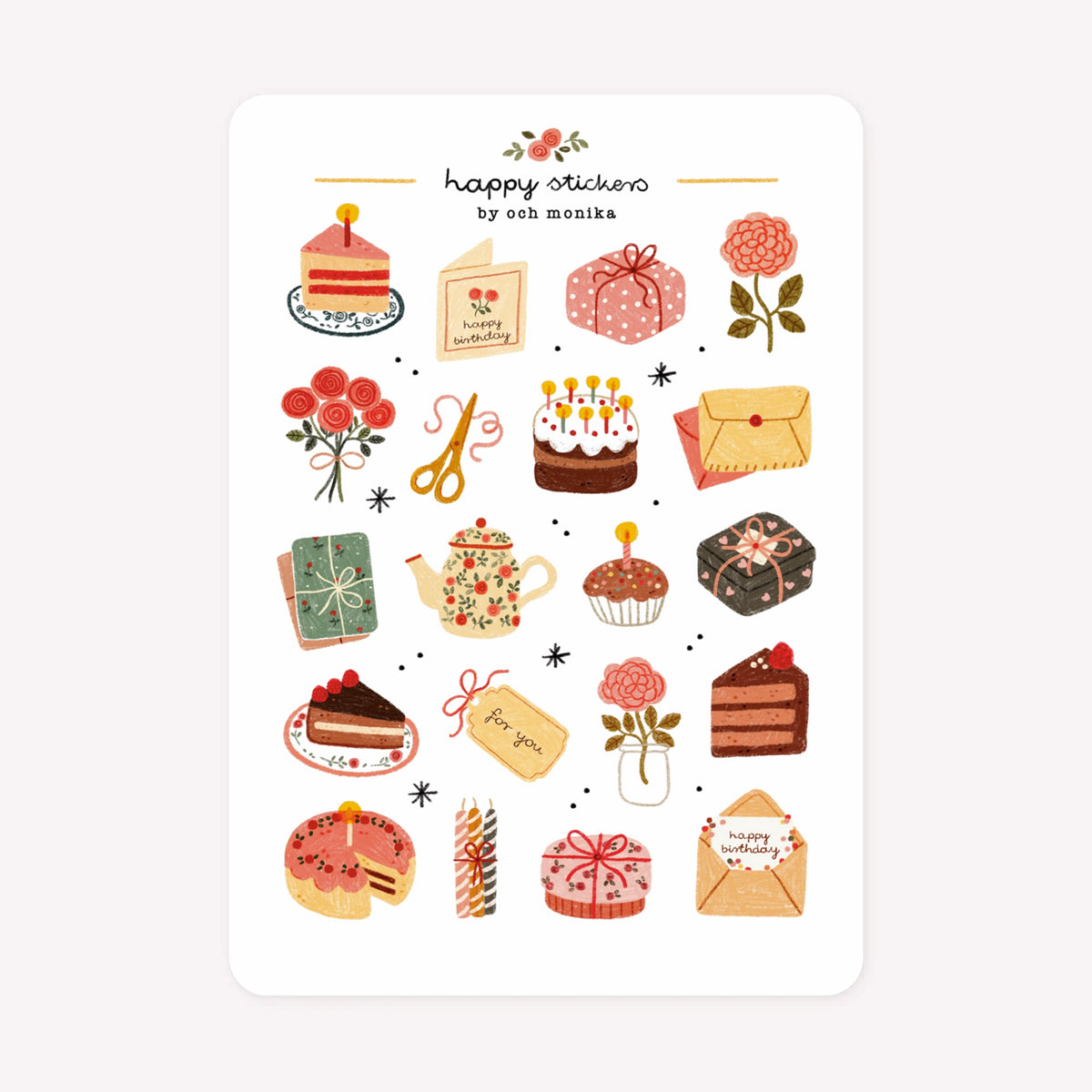 Och Monika Sweet Birthday A6 Sticker Sheet