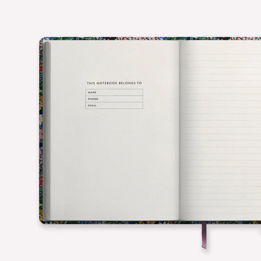 Ohh Deer Kaleido hardback notebook with 192 lined pages. First page has room to note down a name and contact details.