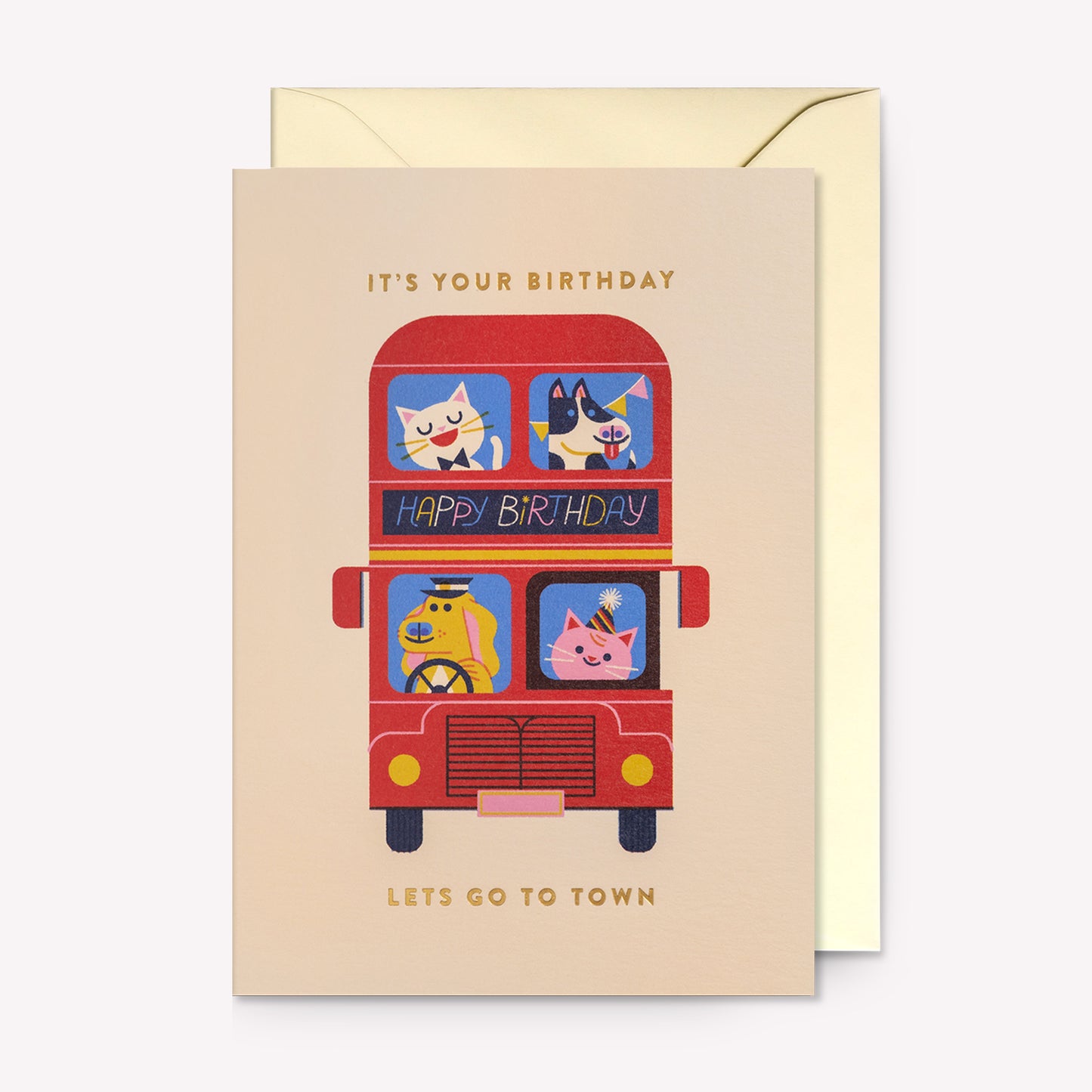 Let's Go to Town Birthday Bus Greetings Card