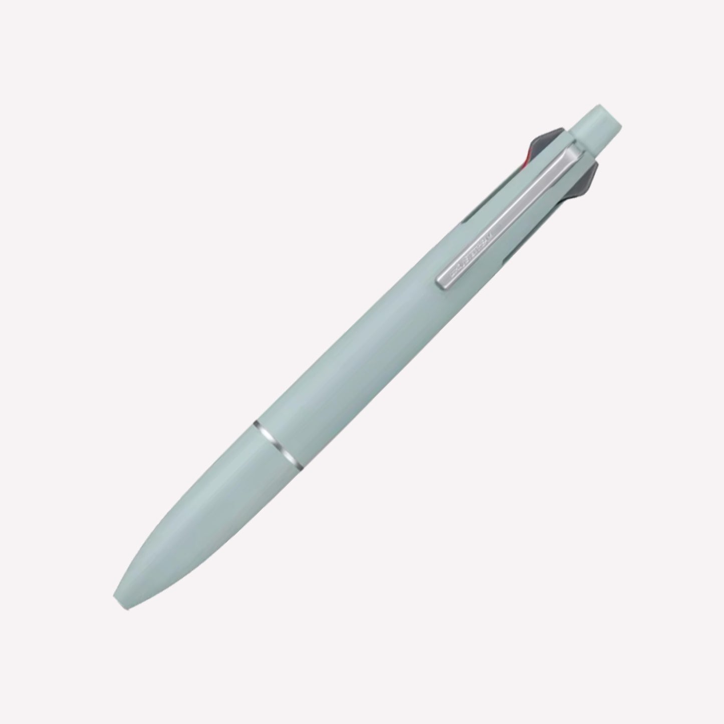 Uni jetstream lite 4+1 gel pen and mechanical pencils with a mist blue barrel on a white background.