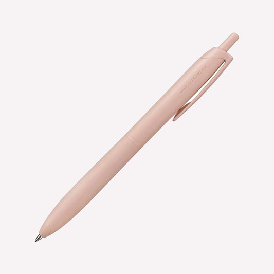 Uniball Jetstream Lite Touch Gel Pen in Coral Pink on a white background.