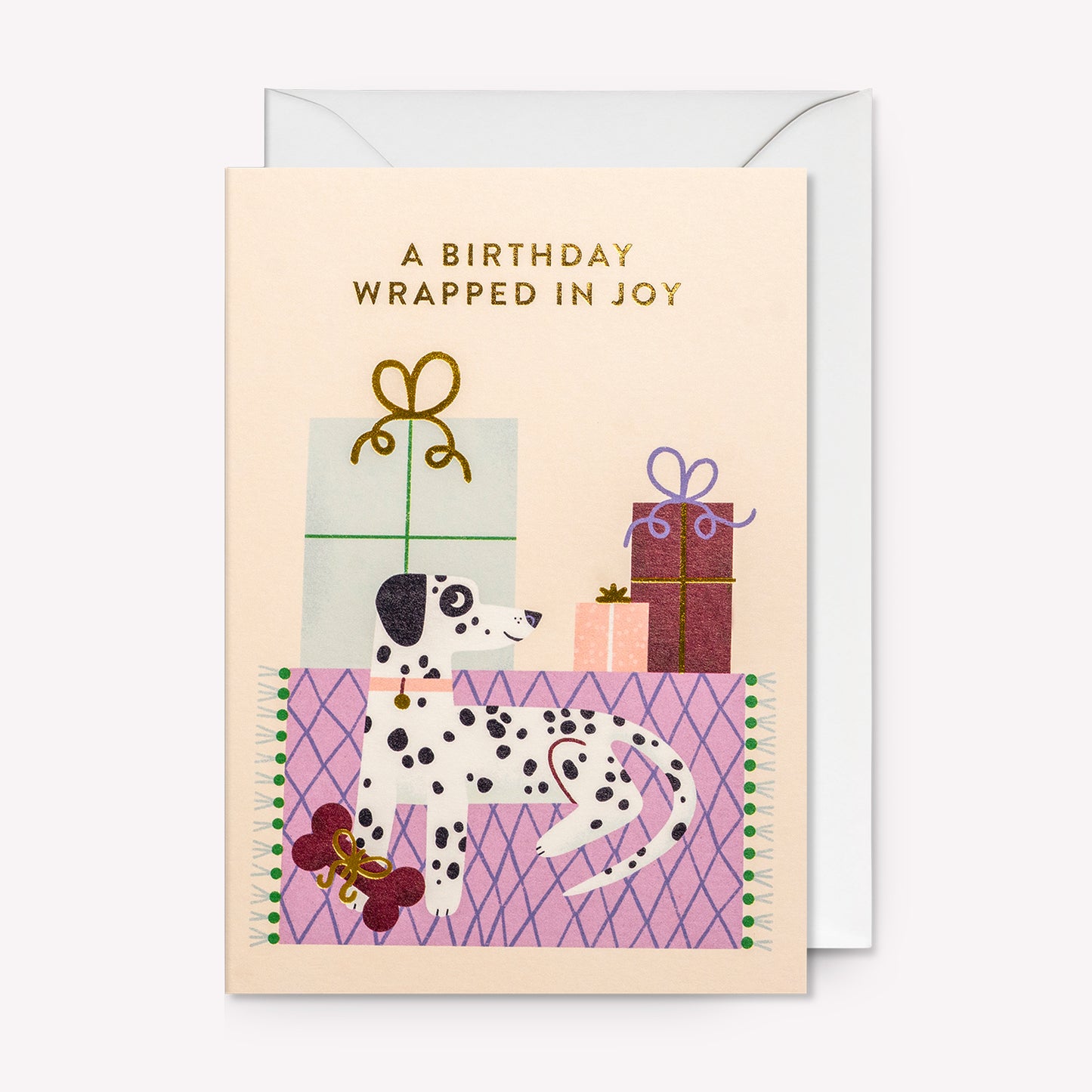 Birthday Wrapped in Joy Dalmatian Greetings Card