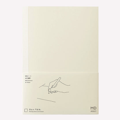 MD Product A5 blank paper cream covered notebook with minimalist packaging. 