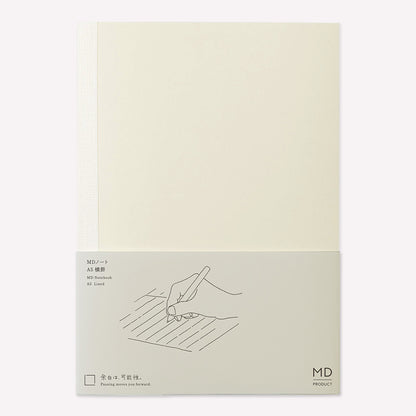 MD Product A5 lined notebook with a simple cream cover and minimal design packaging. 
