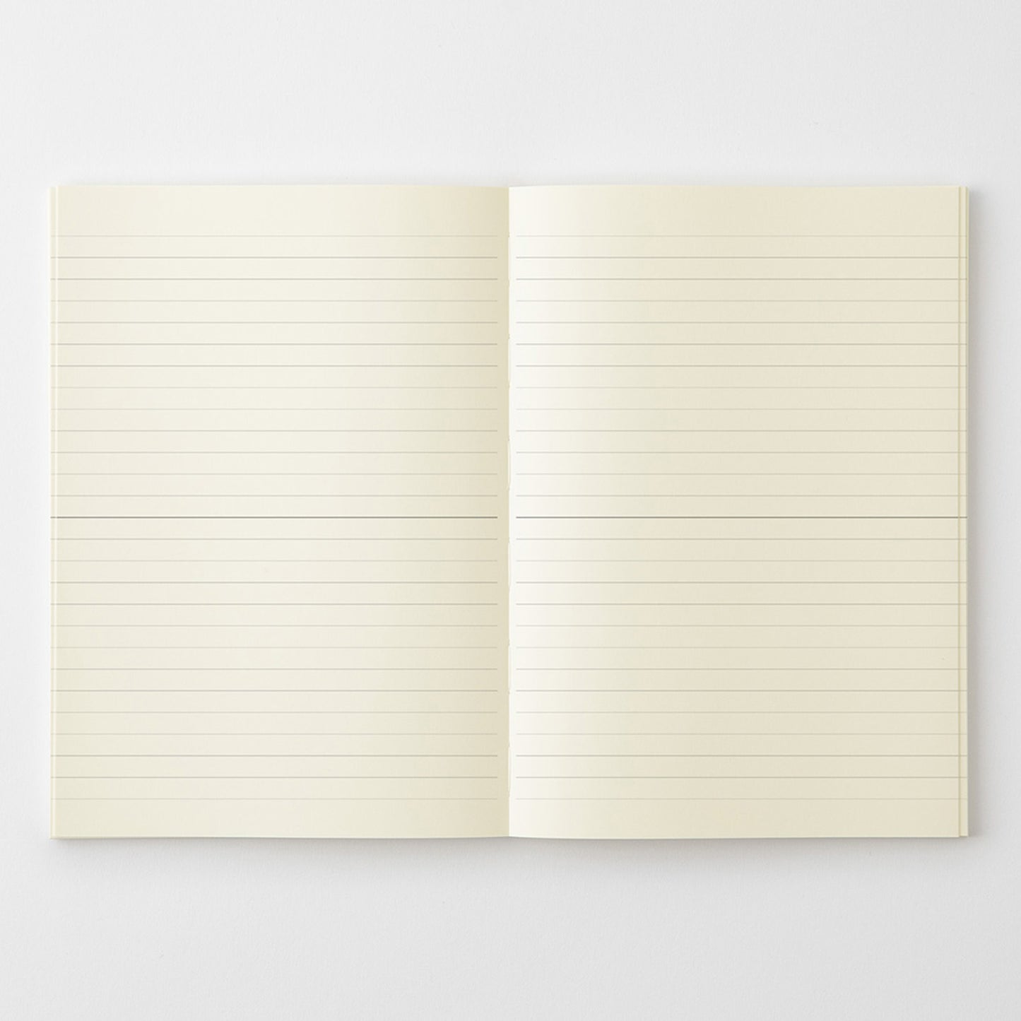 MD Product A5 notebook with lined pages and thread stitch binding to open flat. 