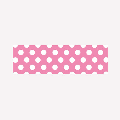 Swatch of MT Washi aurora pink tape with a pattern of white polkadots. 