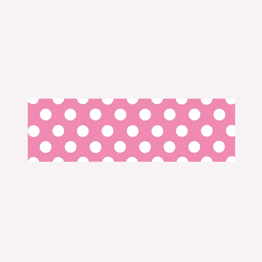 Swatch of MT Washi aurora pink tape with a pattern of white polkadots. 