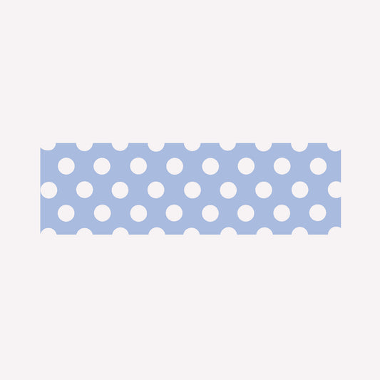Swatch of MT Washi lightblue purple tape with a pattern of white polkadots. 