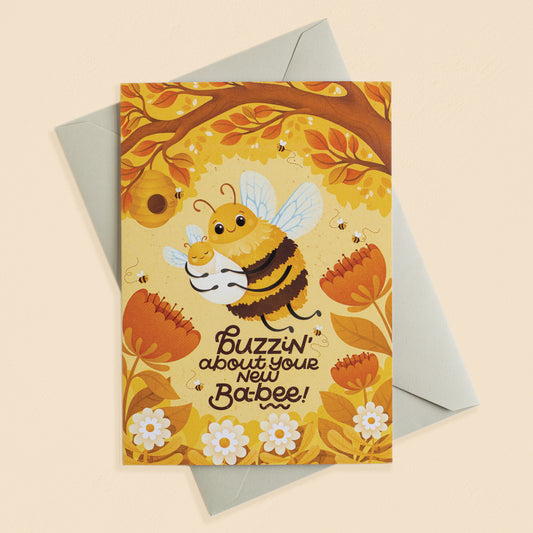 Buzzin' About Your New Baby Greetings Card