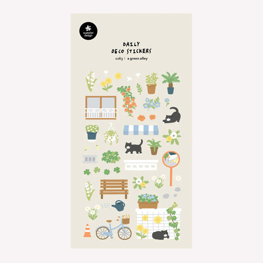 Suatelier Green Alley Black Cat Sticker Sheet