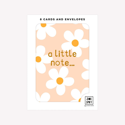A Little Note Daisy Patterned Pack of 8 Notecards