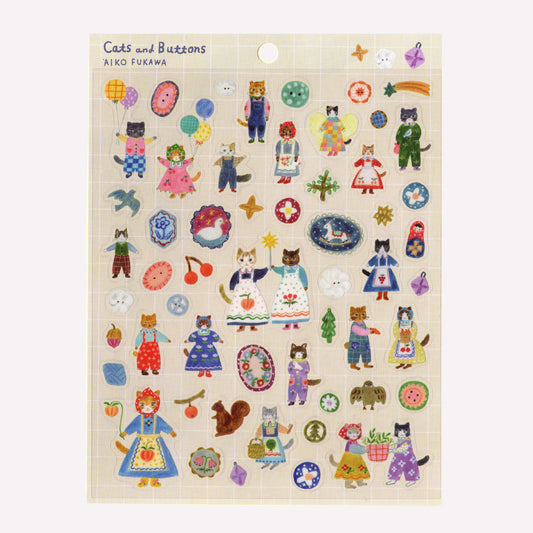 Cozyca Aiko Fukawa Cat & Buttons Sticker Sheet