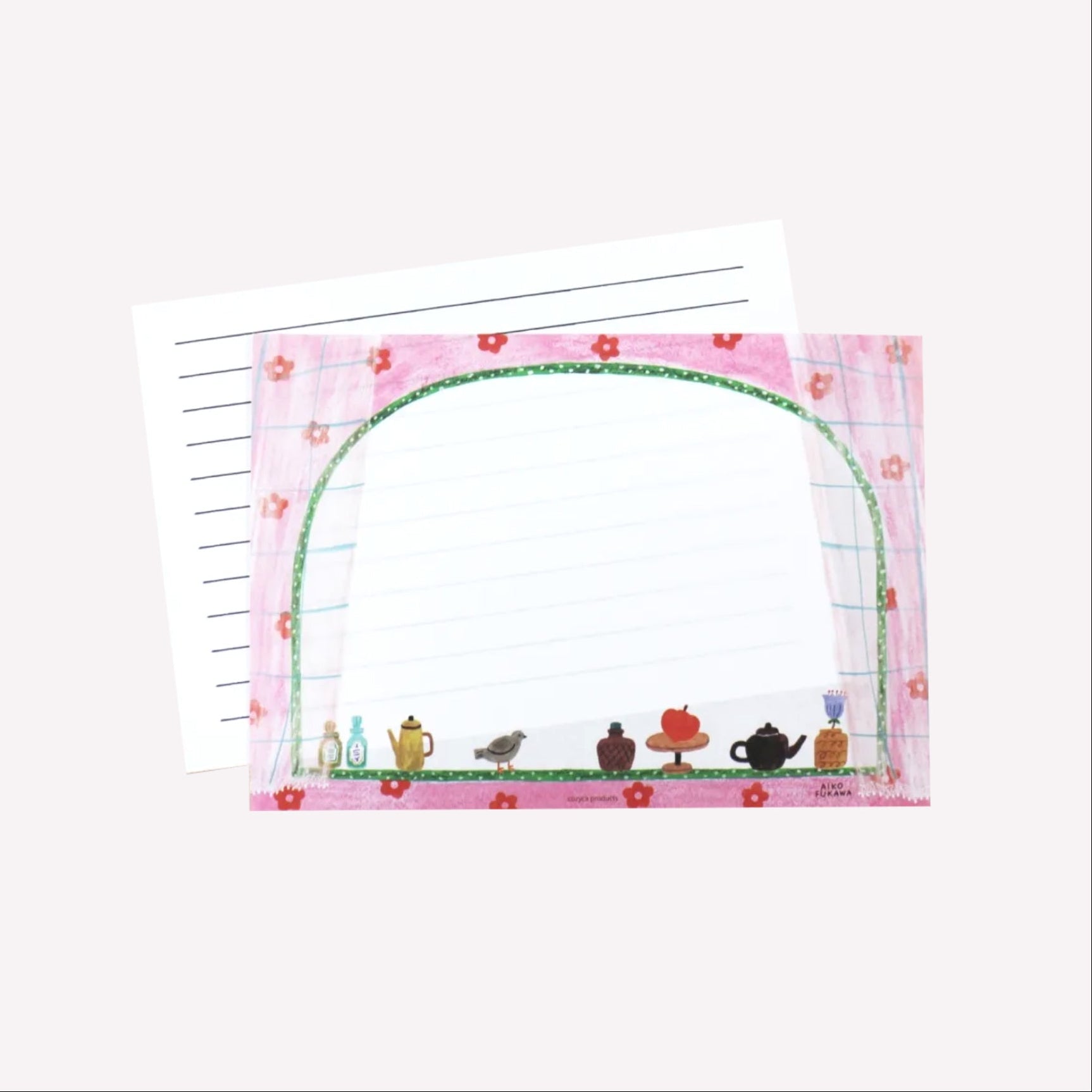 Aiko Fukawa Coxyca little window letter writing paper featuring a window frame illustration with a lined paper template. 