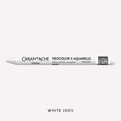 Caran d'Ache Neocolor II Aquarelle water-soluble wax pastel in white (001) on a white background. 