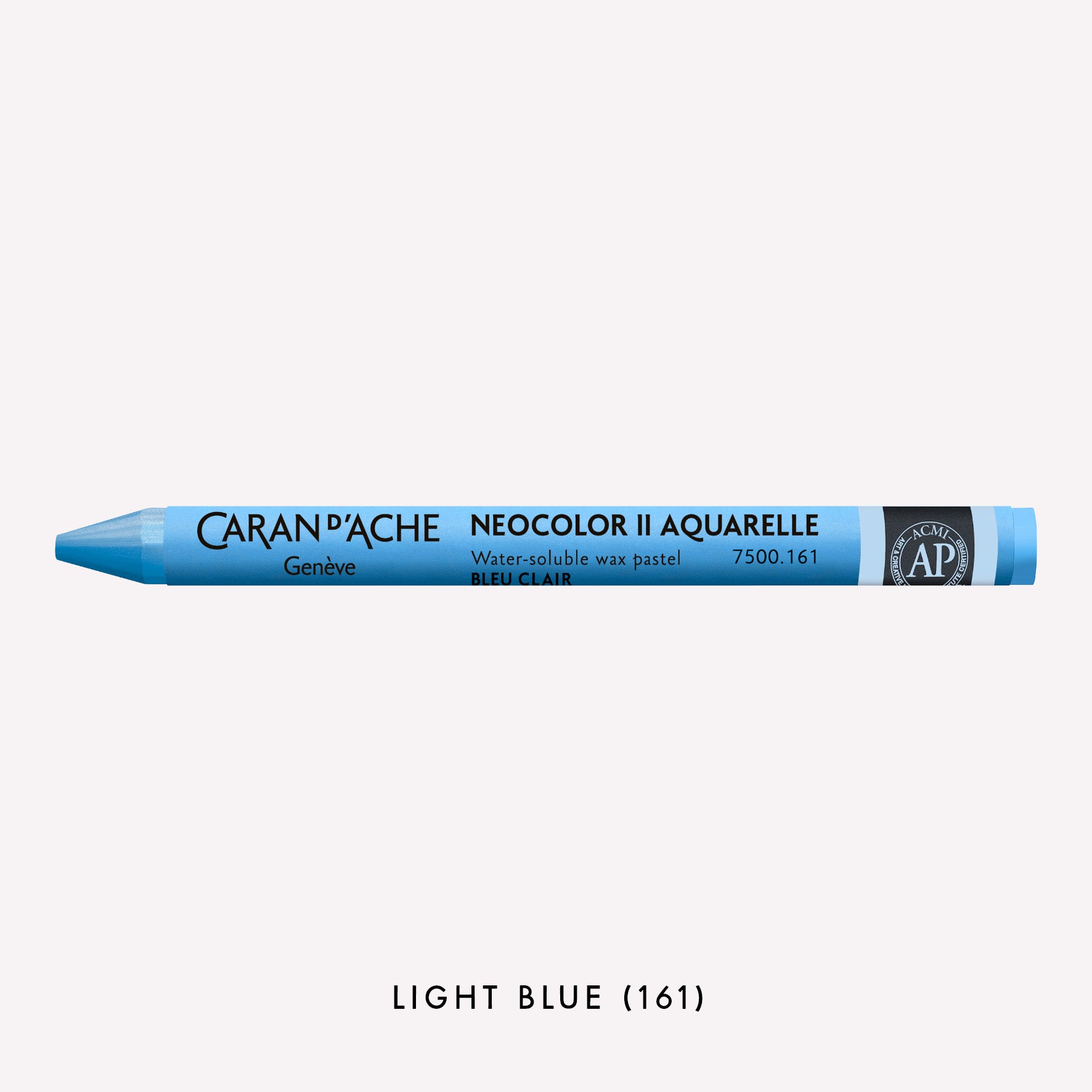 Caran d'Ache Neocolor II Aquarelle water-soluble wax pastel in Light Blue (161) on a white background. 