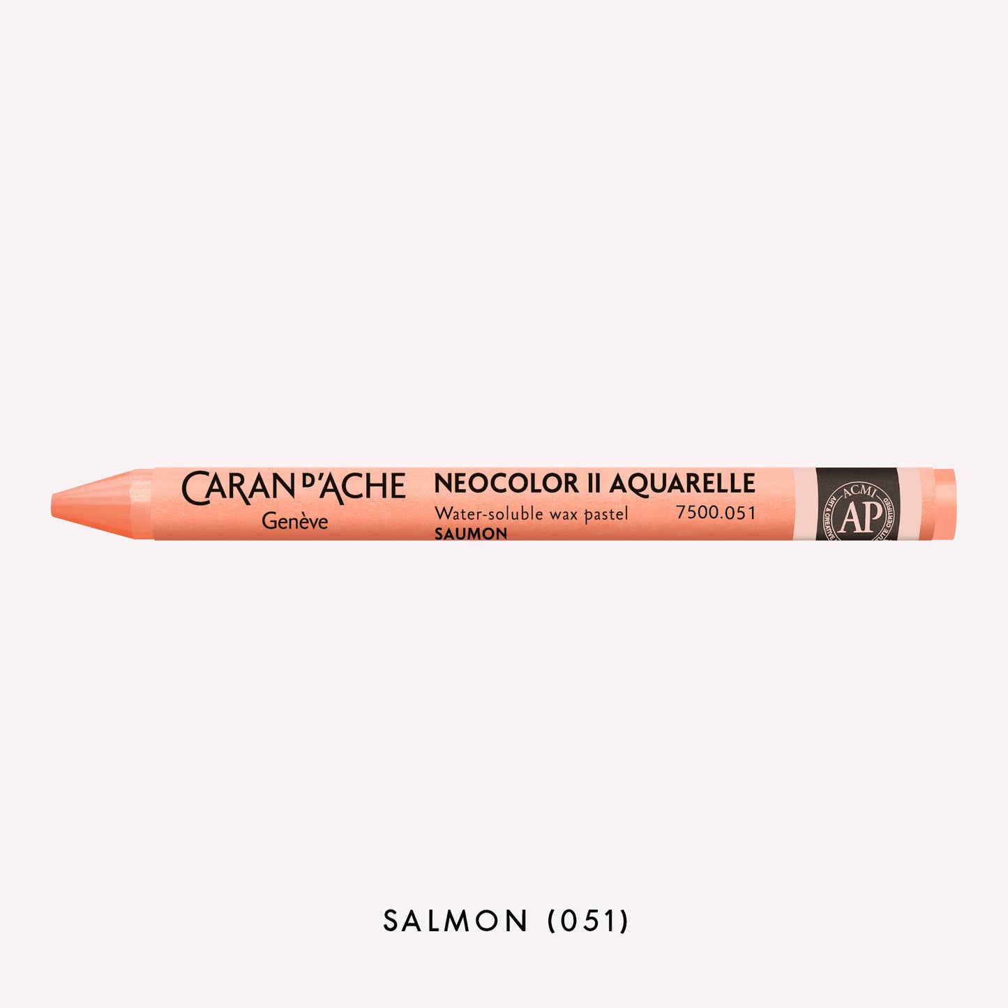 Caran d'Ache Neocolor II Aquarelle water-soluble wax pastel in Salmon (051) on a white background. 