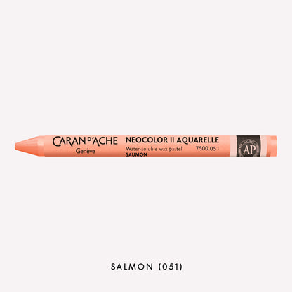 Caran d'Ache Neocolor II Aquarelle water-soluble wax pastel in Salmon (051) on a white background. 