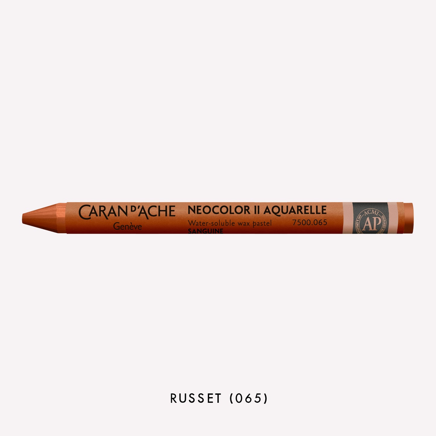 Caran d'Ache Neocolor II Aquarelle water-soluble wax pastel in Russet (065) on a white background. 