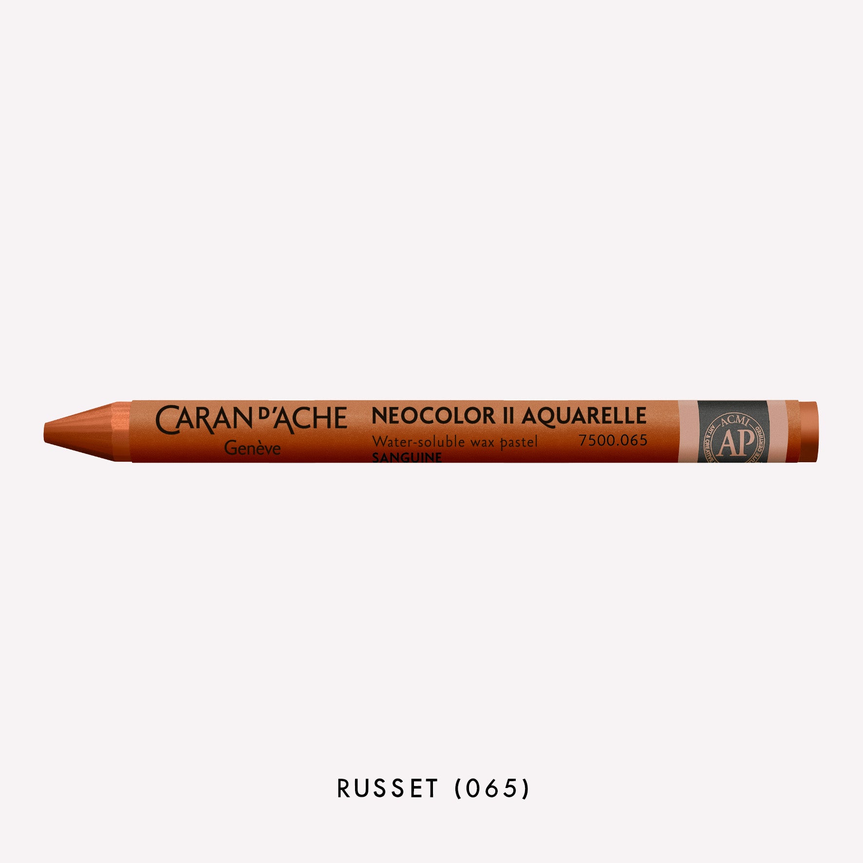 Caran d'Ache Neocolor II Aquarelle water-soluble wax pastel in Russet (065) on a white background. 