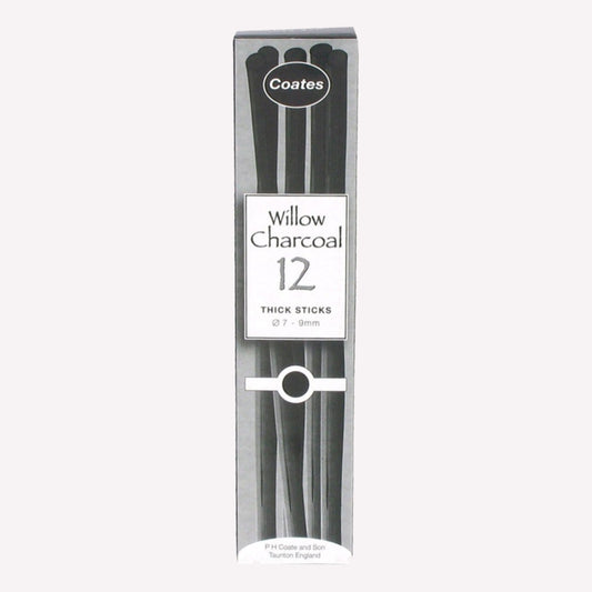 Coates Willow Charcoal Set of 12 Thick Sticks