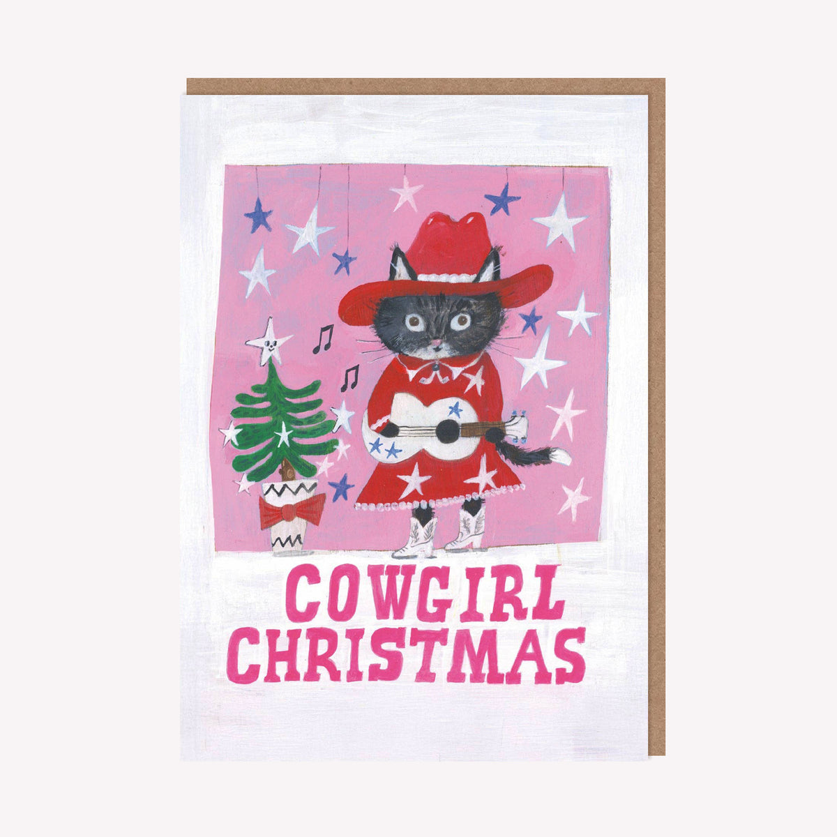Cowgirl Christmas Cat Greetings Card