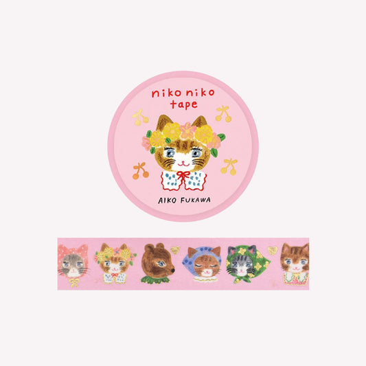 Cozyca Aiko Fukawa Niko Niko Cat Foiled Washi Tape