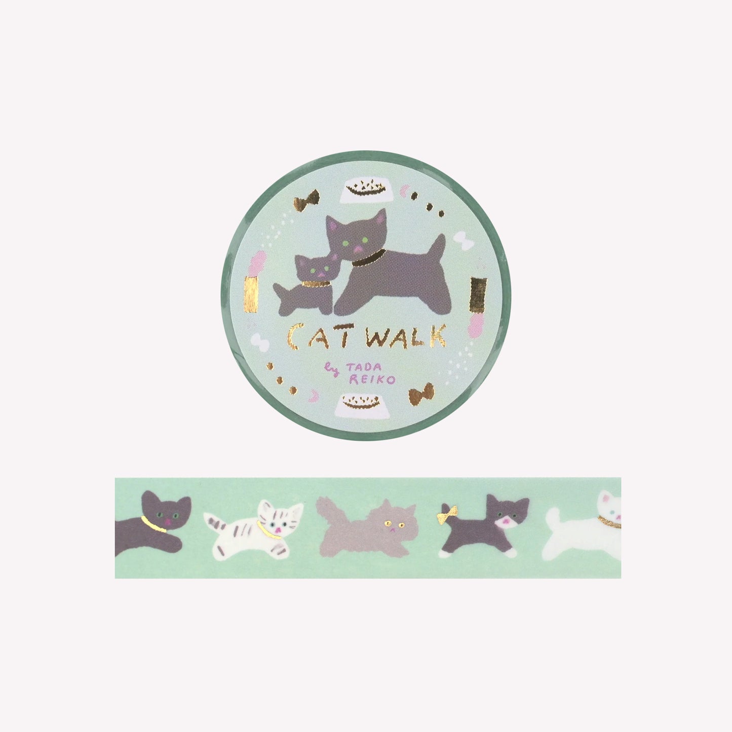 Cozyca Tada Reiko Cat Walk Foiled Washi Tape