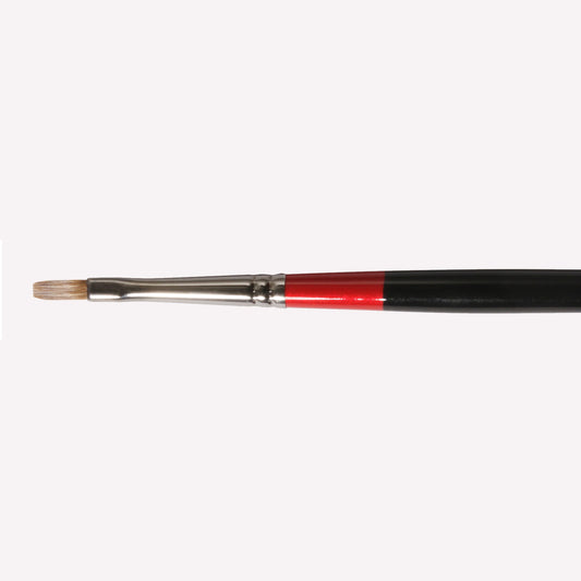 Daler-Rowney Georgian sable bright paintbrush in size G60-2. Brushes have a classy black handle with red detailing and a silver ferrule. 