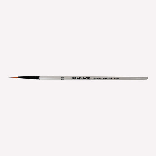 Daler-Rowney graduate synthetic round brushes in size 10. Long bristles taper to a point, perfect for painting fine lines and details.  Brushes have a white handle and black ferrule. 